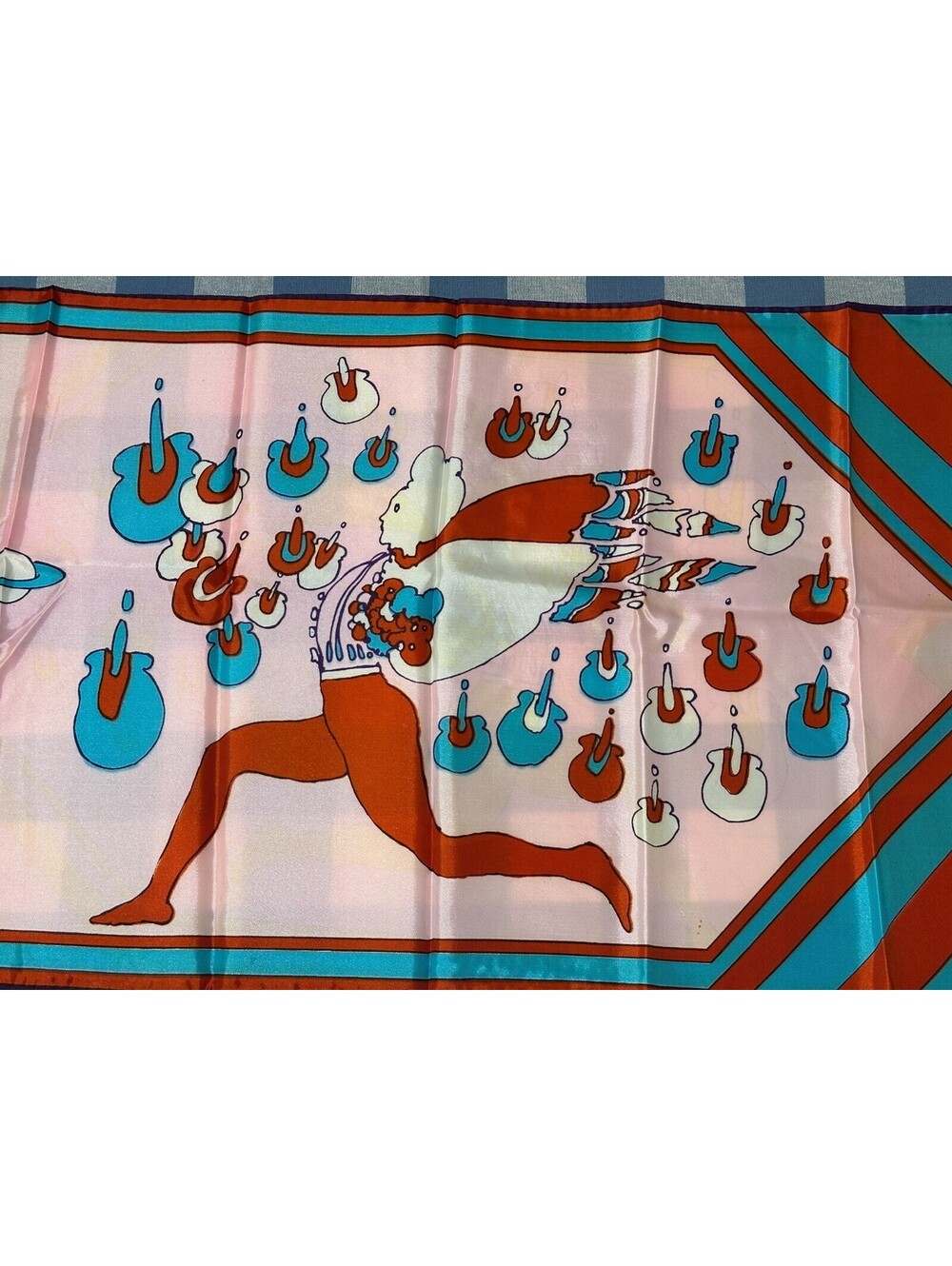 PETER MAX Vintage Graphic Psychedelic 70s Silk Scarf LONG 14.5"x 64" appx Oblong - Picture 5 of 16